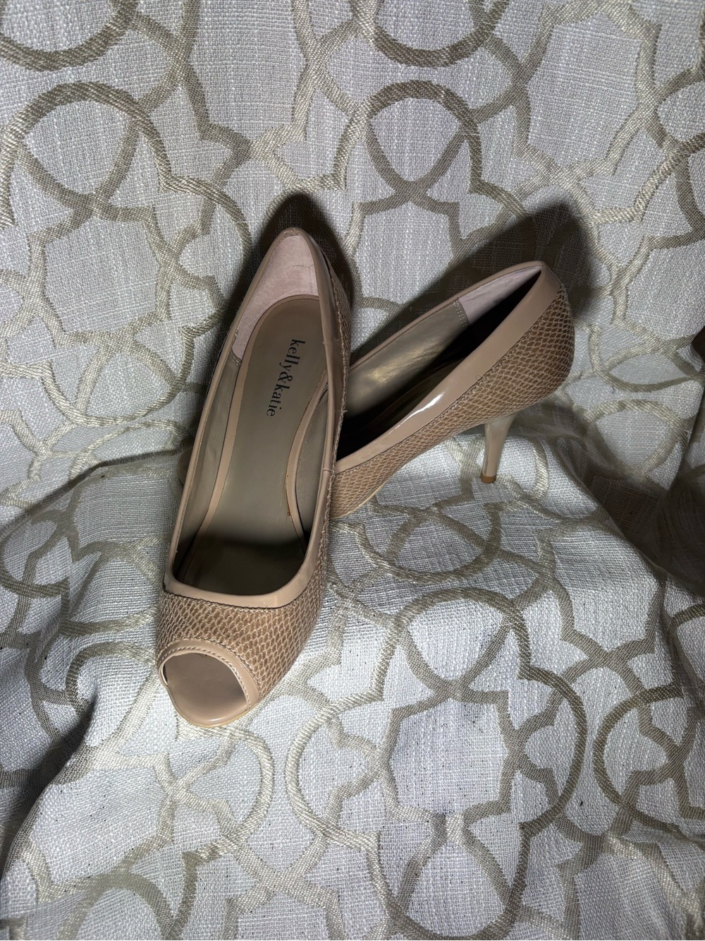 Kelly & Katie Nude Peep-Toe Heels